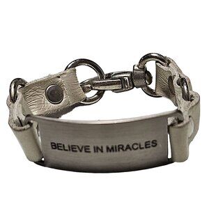 Cynthia H Designs Believe In Miracles Leather Metal Bracelet Fashion Jewelry